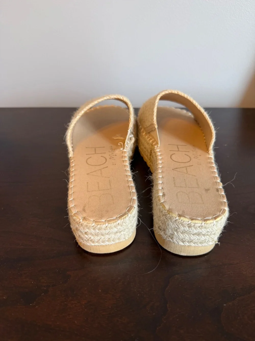 Beach jute wedge slides